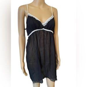 Apt 9 Intimates Black White Sheer Whimsygoth Romantic Lingerie Mini Slip Dress